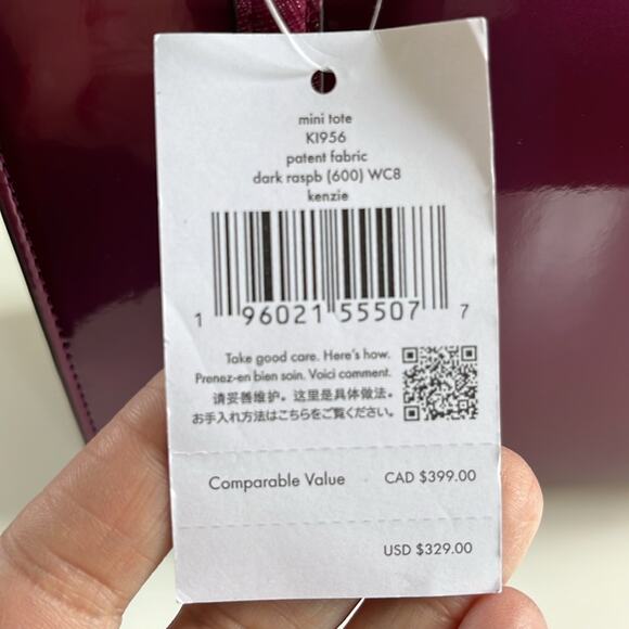 Kate Spade Kenzie Patent Leather Mini Tote Dark Raspberry K1956 NWT MSRP $329 - Picture 16 of 16
